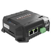 PixLite A4-S Mk3 van onderen: geribbeld aluminium koellichaam met montagegaten, RJ45-poorten