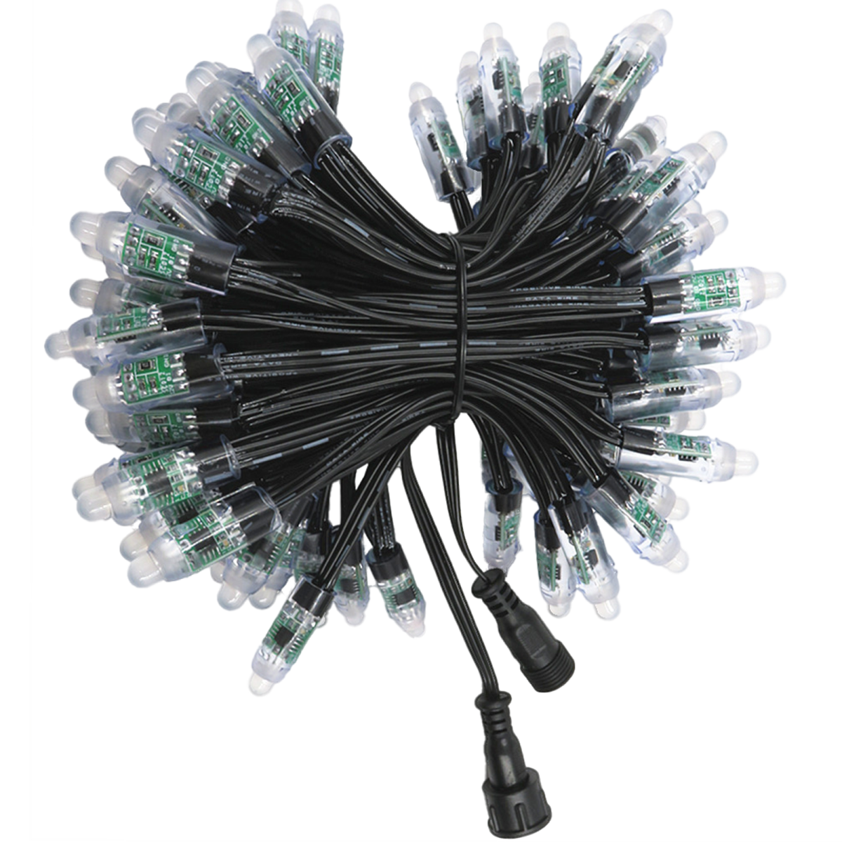 WS2811 100xRGB LED 12mm Pixel Kette (12V) schwarzes Kabel mit xConnec