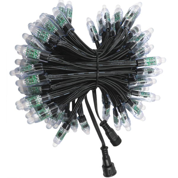 WS2811 100xRGB LED 12mm pixel string (12V) black wire xConnect pigtail