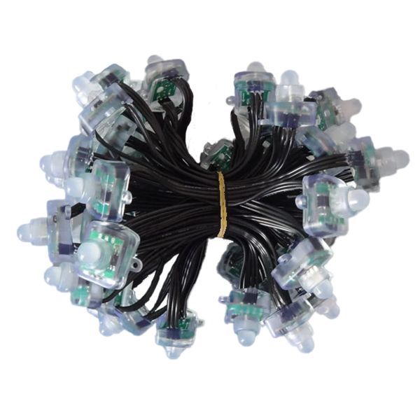WS2811 RGB LED 12mm square pixel string (12V) black wire xConnect® pigtail