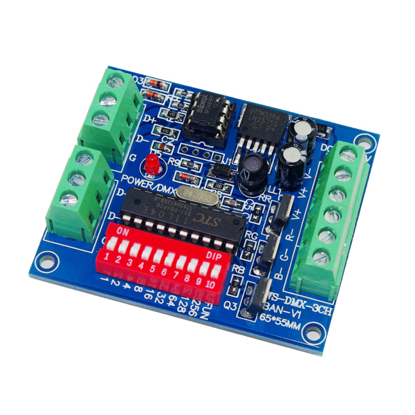 3 channel DMX 512 Controller (circuit board) - Top view