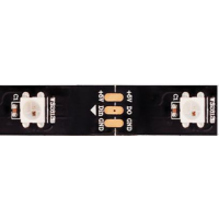 Primer plano de la tira con LED WS2812b y punto de corte...