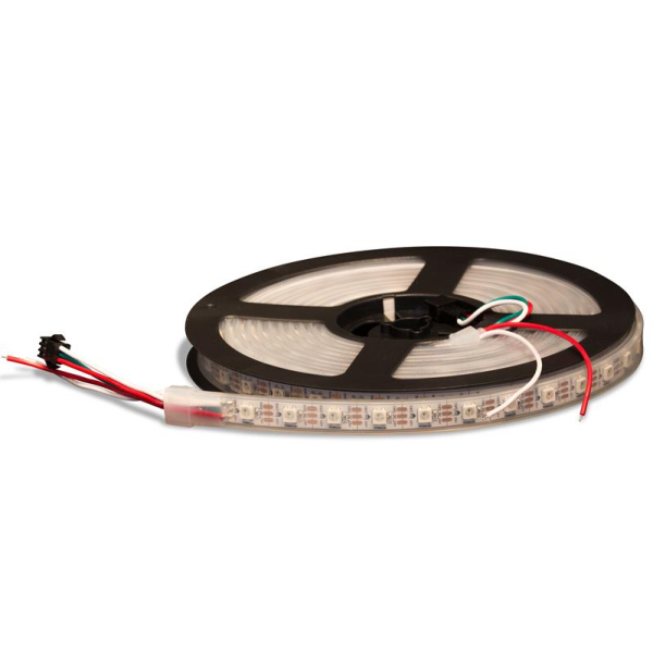 WS2812b LED-pixelstrip op de spoel met aansluitkabels en 3-polige stekker