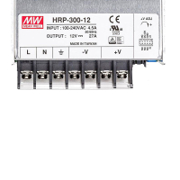 Typenschild MEAN WELL HRP-300-12 mit Klemmen L, N, Schutzleiter, &minus;V und +V