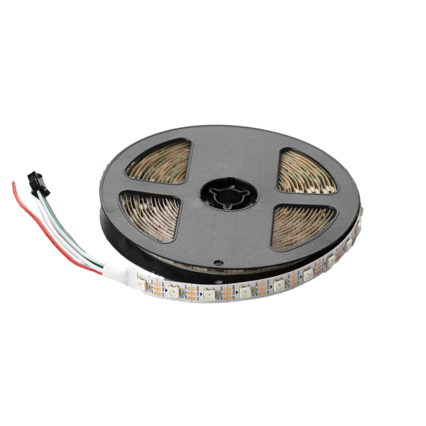 Striscia di pixel LED WS2812b sulla bobina con cavi di collegamento e connettore a 3 poli