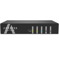 PixLite T8-S Mk3 vu de dos : huit prises RJ45 pour les lignes longue port&eacute;e, borne AUX tripolaire, emplacement microSD, ports r&eacute;seau ETH1 et ETH2, embase IEC 100&ndash;240 V CA